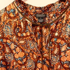 Lucky Brand Paisley Top with Suede Tassel Ties
